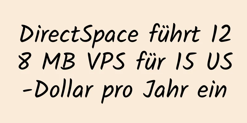 DirectSpace führt 128 MB VPS für 15 US-Dollar pro Jahr ein