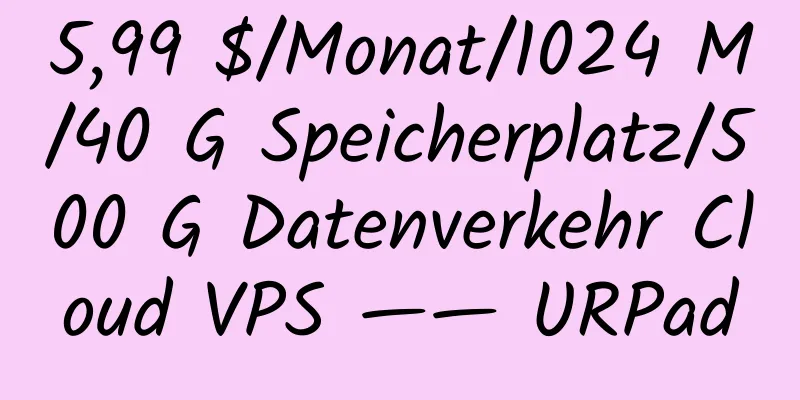 5,99 $/Monat/1024 M/40 G Speicherplatz/500 G Datenverkehr Cloud VPS —— URPad