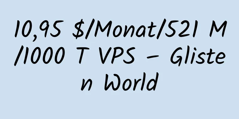 10,95 $/Monat/521 M/1000 T VPS – Glisten World